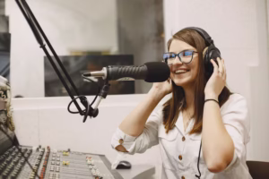 female-host-communicating-microphone-woman-radio-studio_